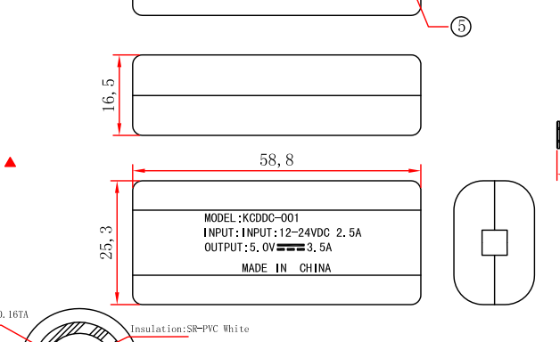 Power Converter dimension drawing Dibujo de dimensiones del convertidor de potencia