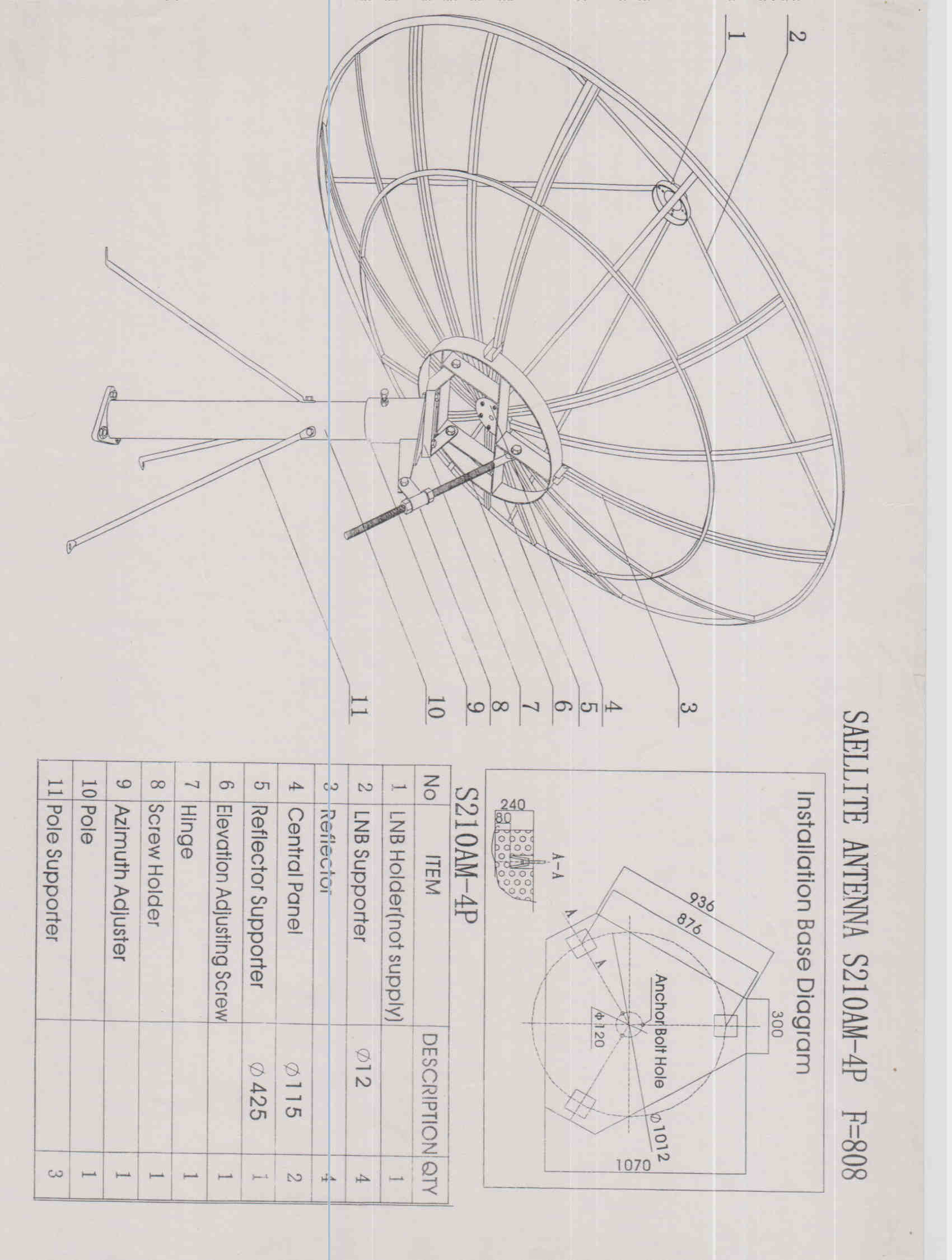 Diagrama de instalaci&oacute;n de 2,1 m.