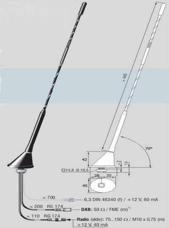 Antena combinada de radio DAB+702